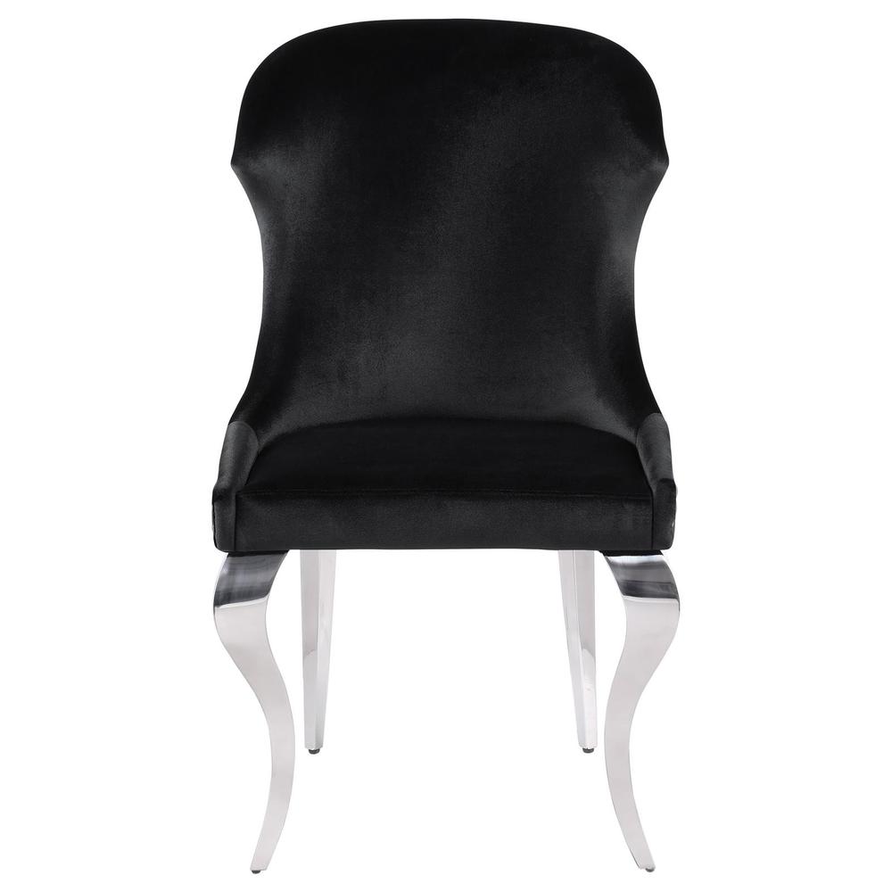 Upholstered Wingback Side Chair with Nailhead Trim Chrome and Black (Set of 2). Picture 2