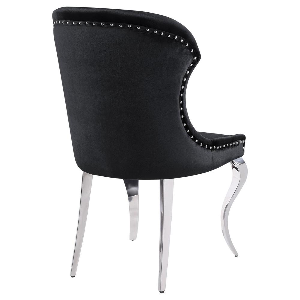 Upholstered Wingback Side Chair with Nailhead Trim Chrome and Black (Set of 2). Picture 6