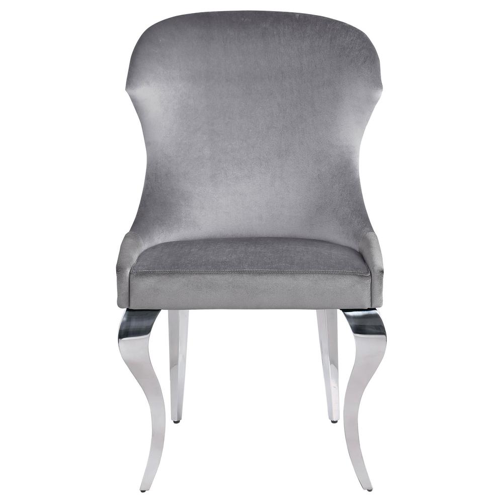 Upholstered Wingback Side Chair with Nailhead Trim Chrome and Grey (Set of 2). Picture 2