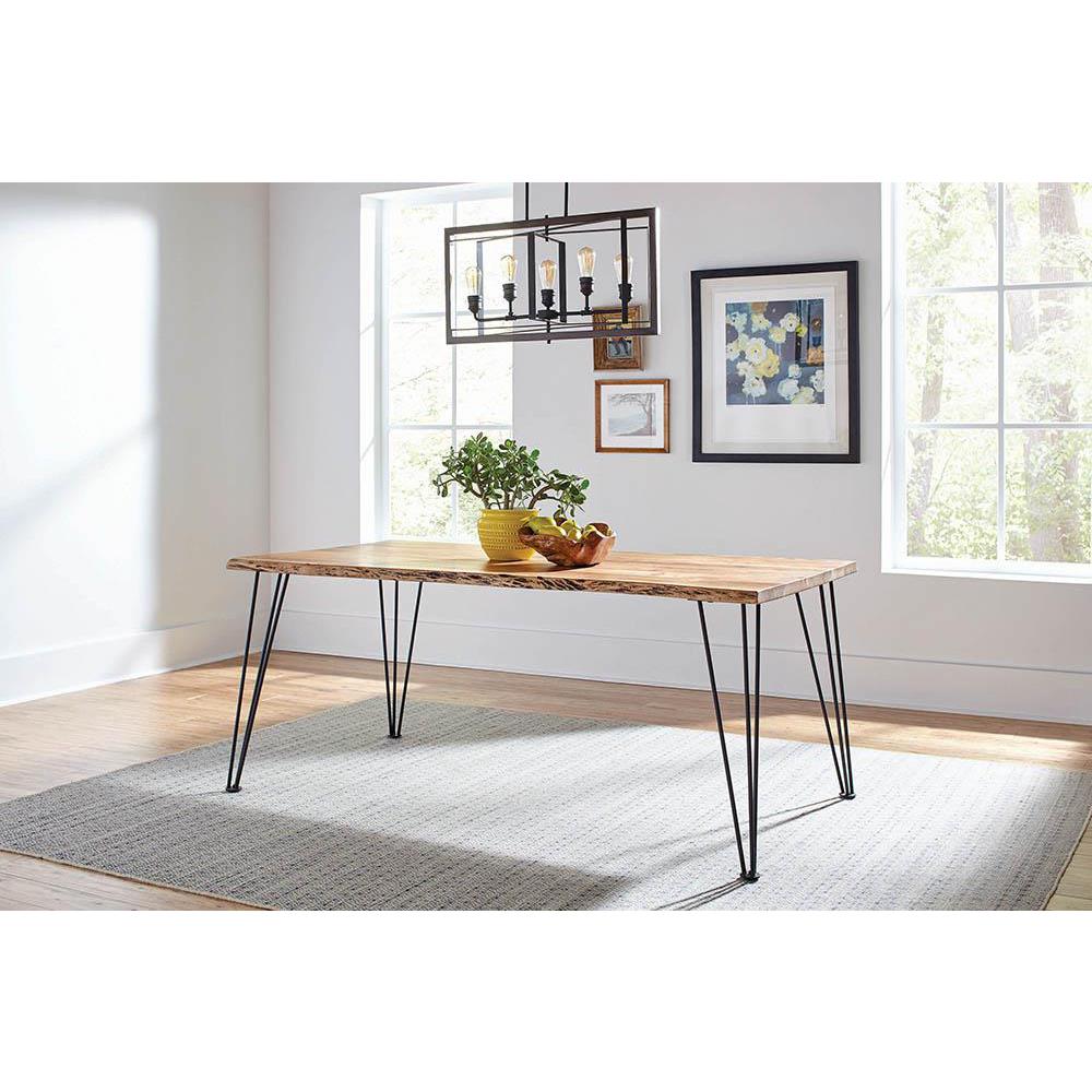 Sherman Rectangular Dining Table Natural Acacia and Matte Black. Picture 1