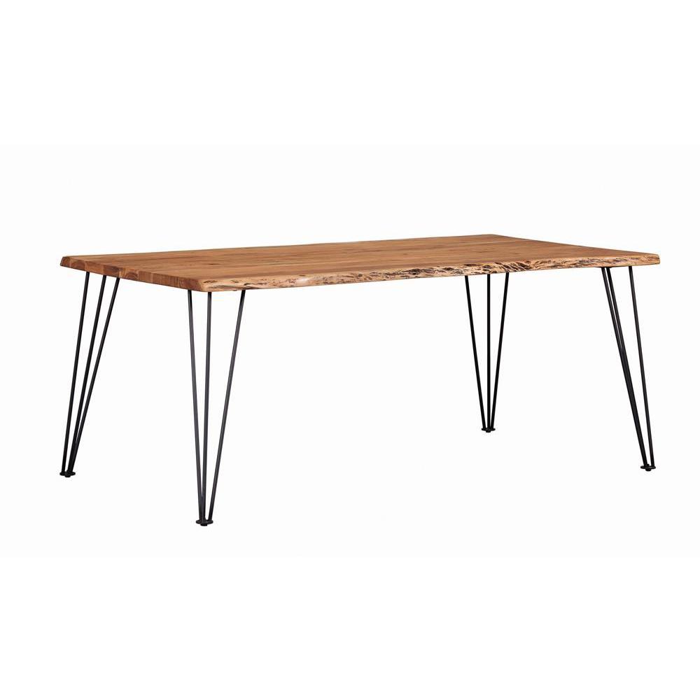 Sherman Rectangular Dining Table Natural Acacia and Matte Black. Picture 2