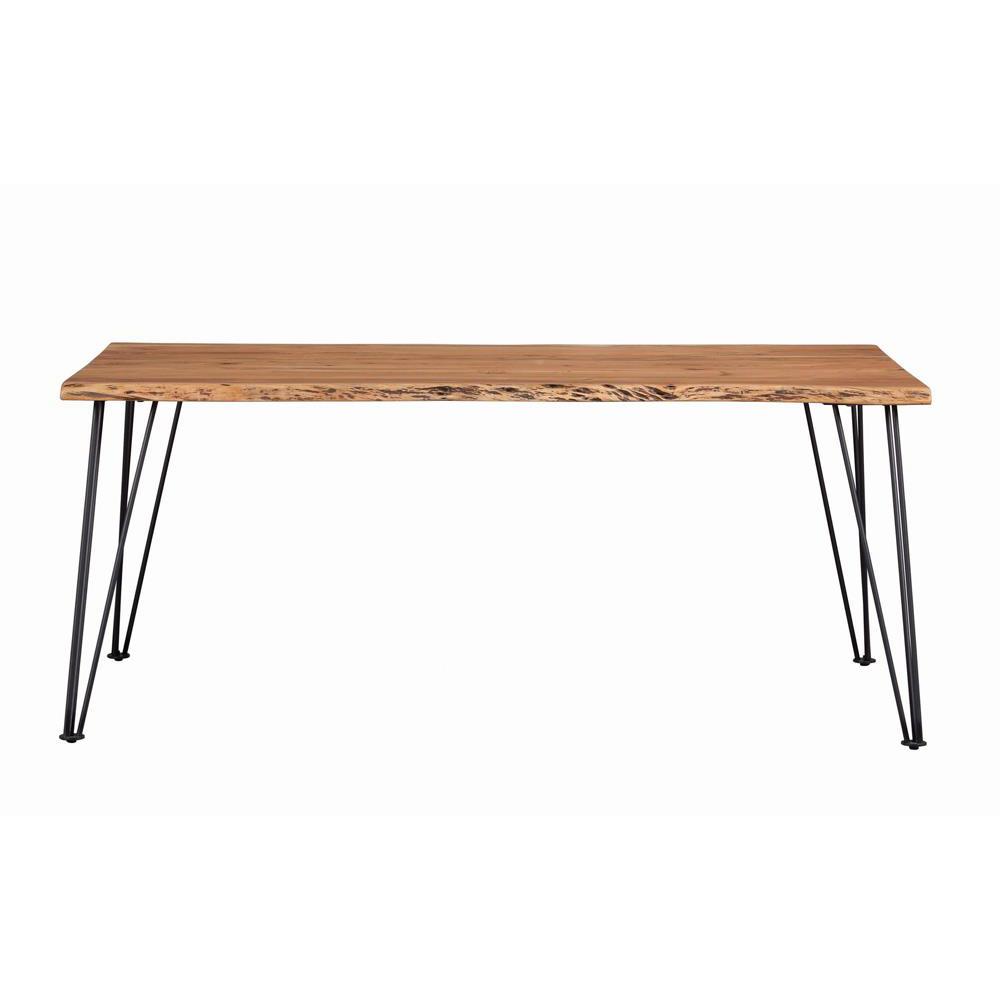 Sherman Rectangular Dining Table Natural Acacia and Matte Black. Picture 4