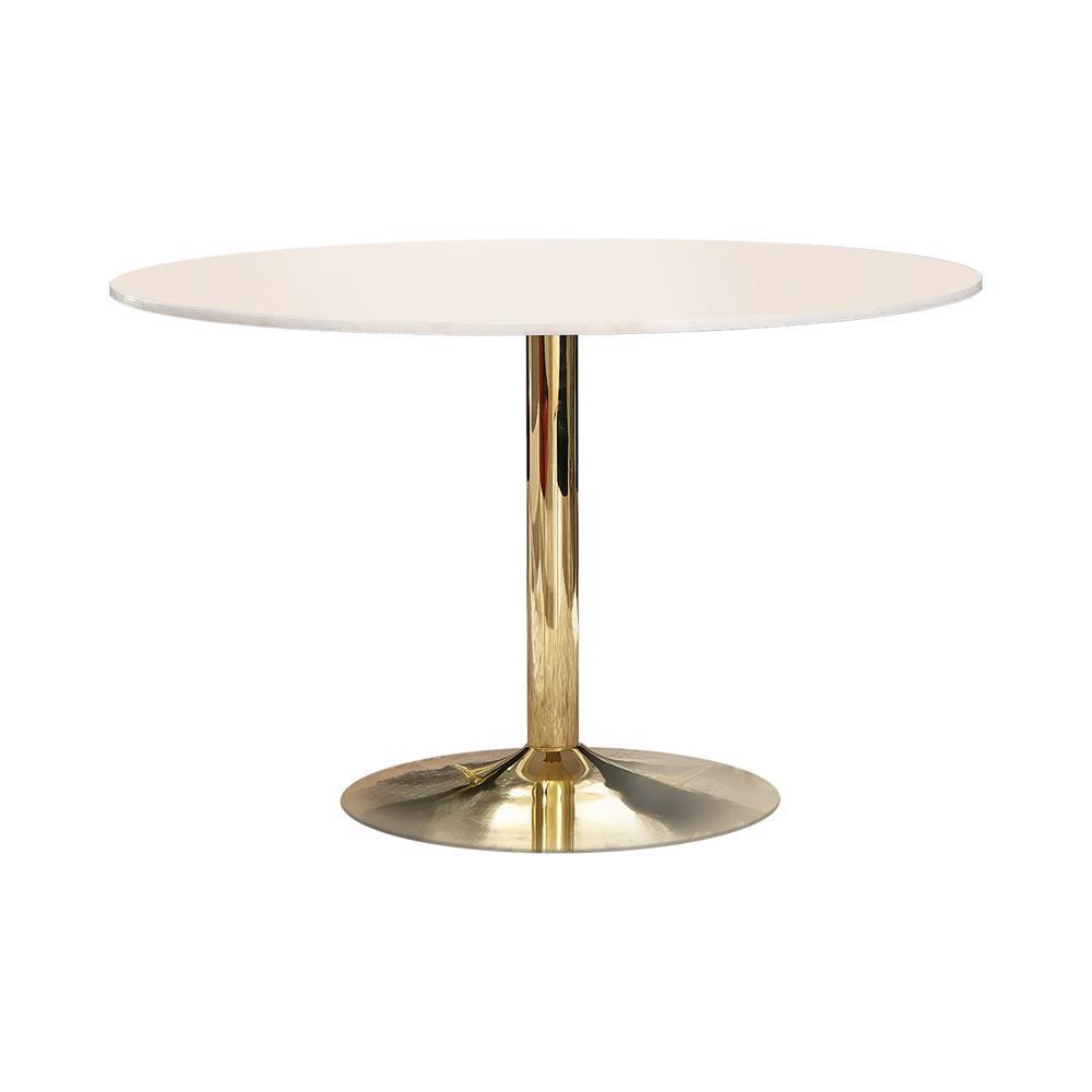 Kella Round Marble Top Dining Table White and Gold. Picture 1