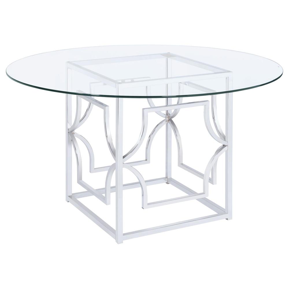 Starlight Round Glass Top Dining Table Clear and Chrome. Picture 2