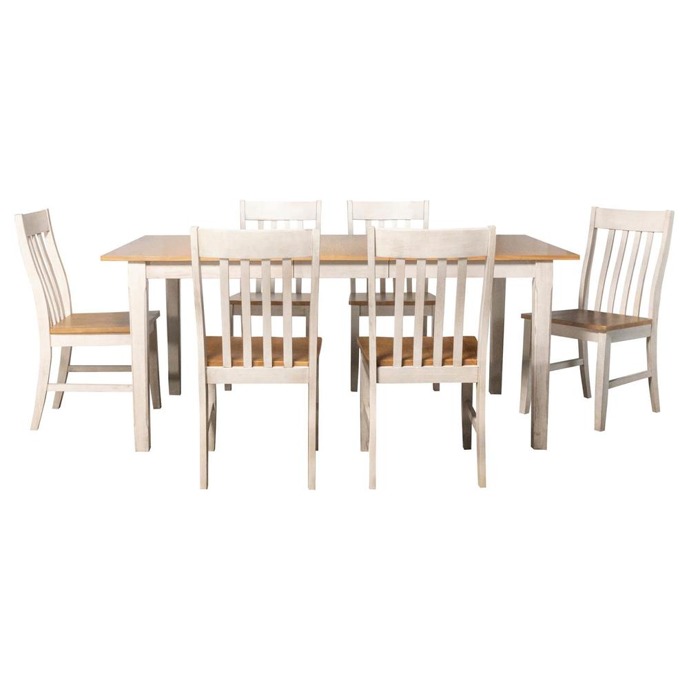 Kirby 7-piece Dining Set Natural and Rustic Off White. Picture 1