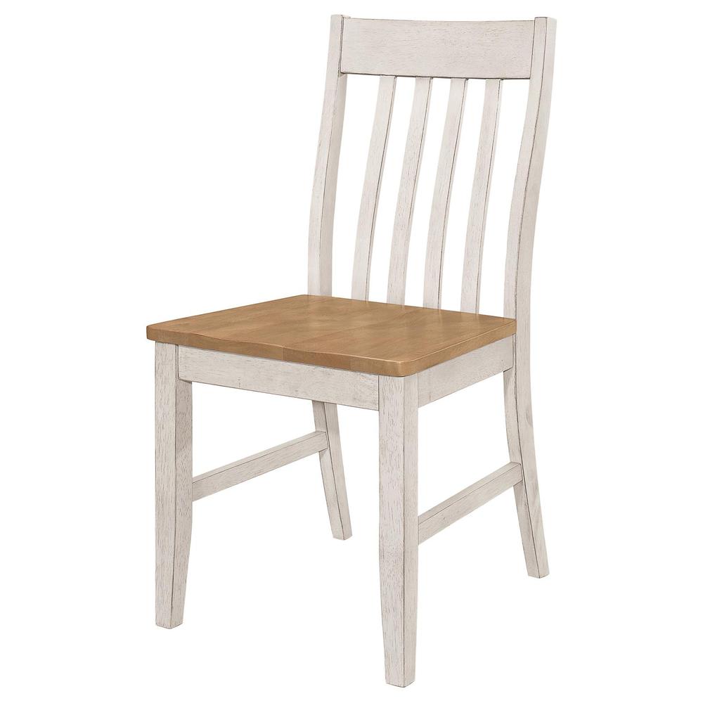 Kirby Slat Back Side Chair (Set of 2) Natural and Rustic Off White. Picture 4