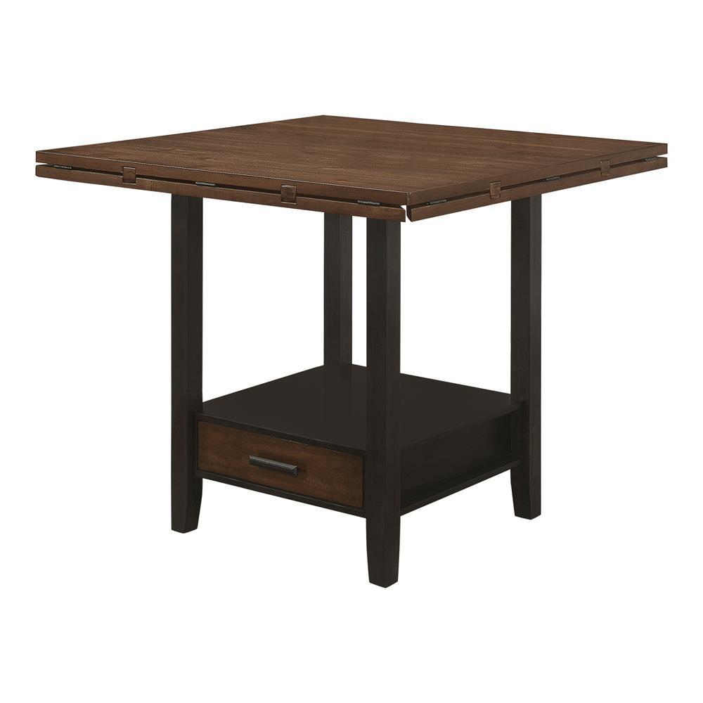 Sanford Round Counter Height Table with Drop Leaf Cinnamon and Espresso. Picture 1