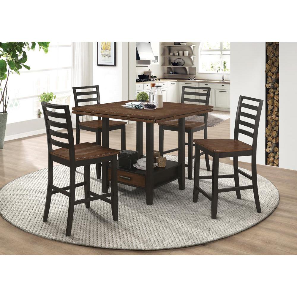 Sanford Round Counter Height Table with Drop Leaf Cinnamon and Espresso. Picture 4