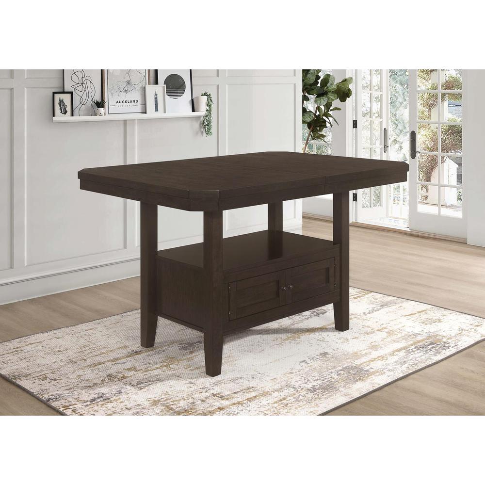 Prentiss Rectangular Counter Height Table with Butterfly Leaf Cappuccino. Picture 1