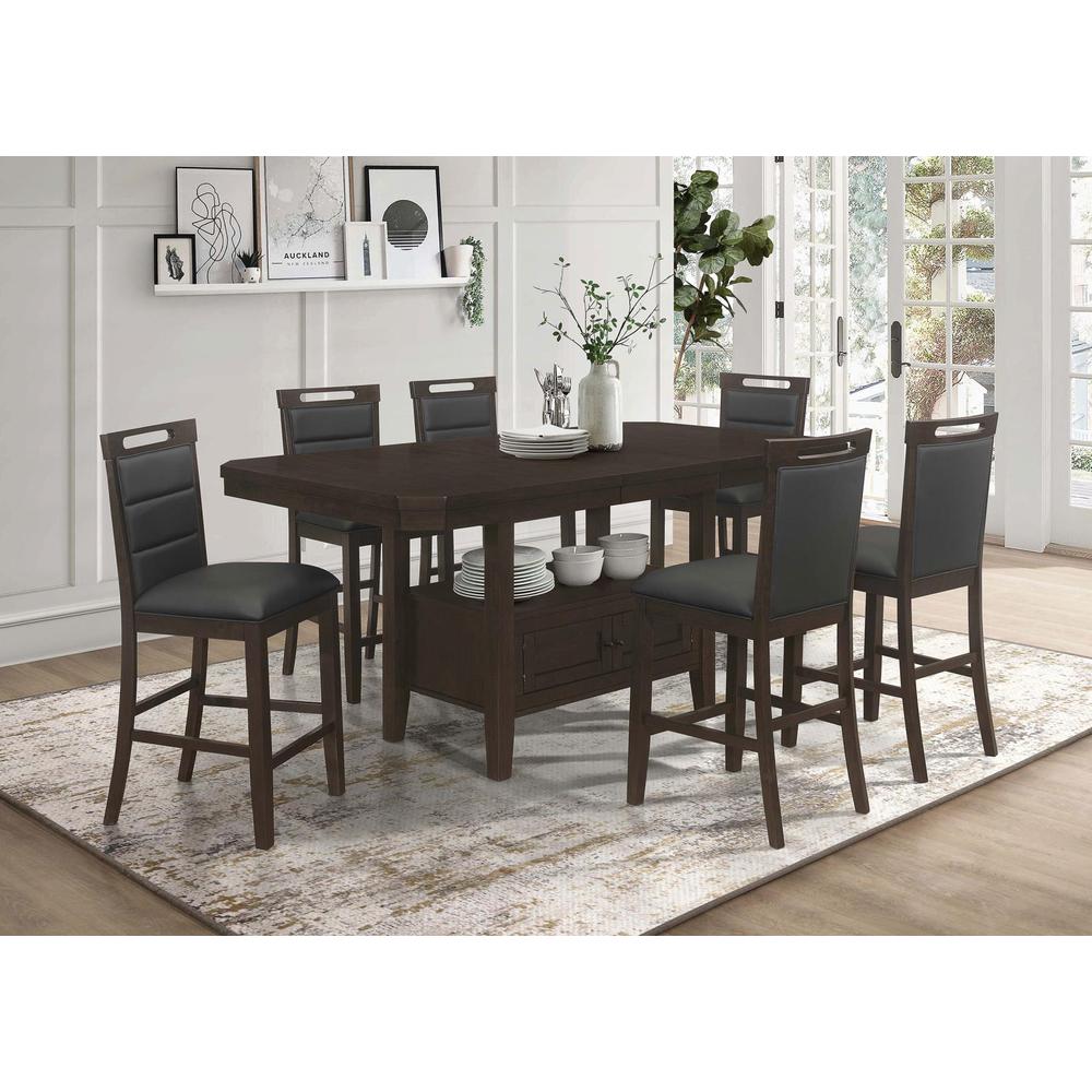 5-piece Rectangular Counter Height Dining Set with Butterfly Leaf Cappuccino. Picture 13