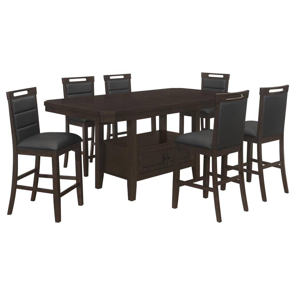 5-piece Rectangular Counter Height Dining Set with Butterfly Leaf Cappuccino. Picture 1