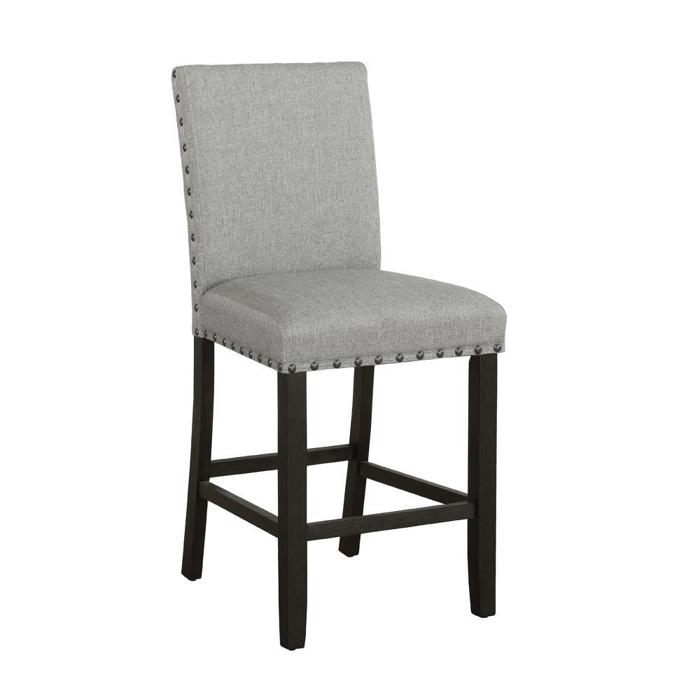 Solid Back Upholstered Counter Height Stools Grey and Antique Noir (Set of 2). Picture 2