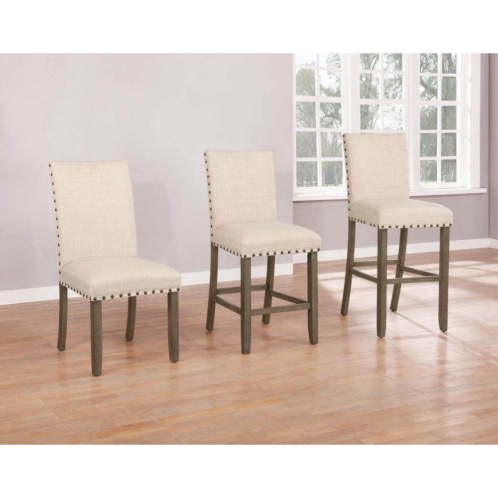 Ralland Upholstered Counter Height Stools with Nailhead Trim Beige (Set of 2). Picture 3