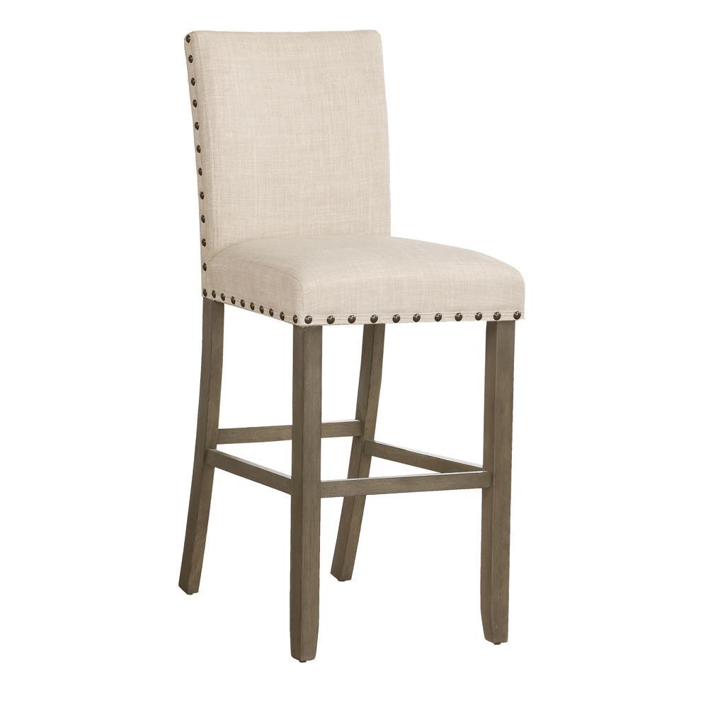 Ralland Upholstered Bar Stools with Nailhead Trim Beige (Set of 2). Picture 2