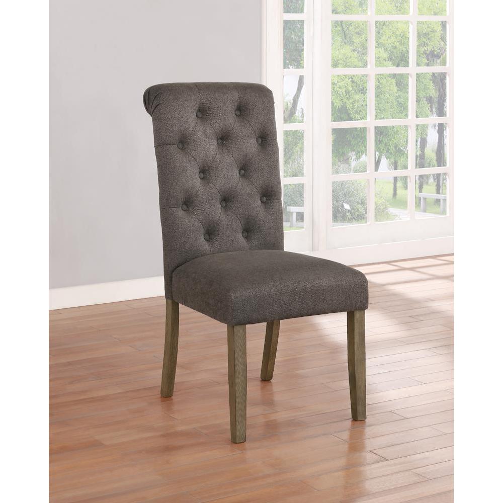 Balboa Tufted Back Side Chairs Rustic Brown and Grey (Set of 2). Picture 1