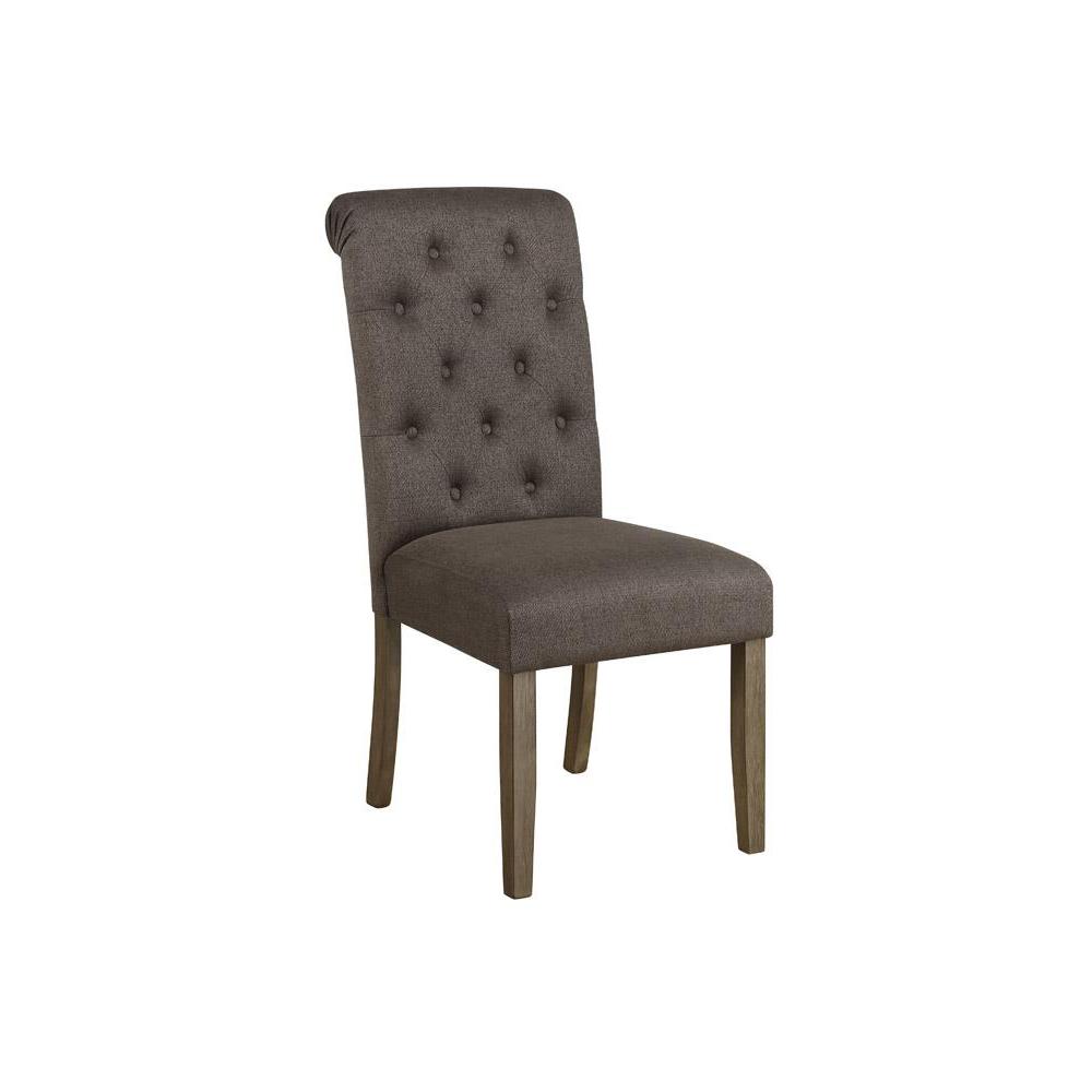 Balboa Tufted Back Side Chairs Rustic Brown and Grey (Set of 2). Picture 2