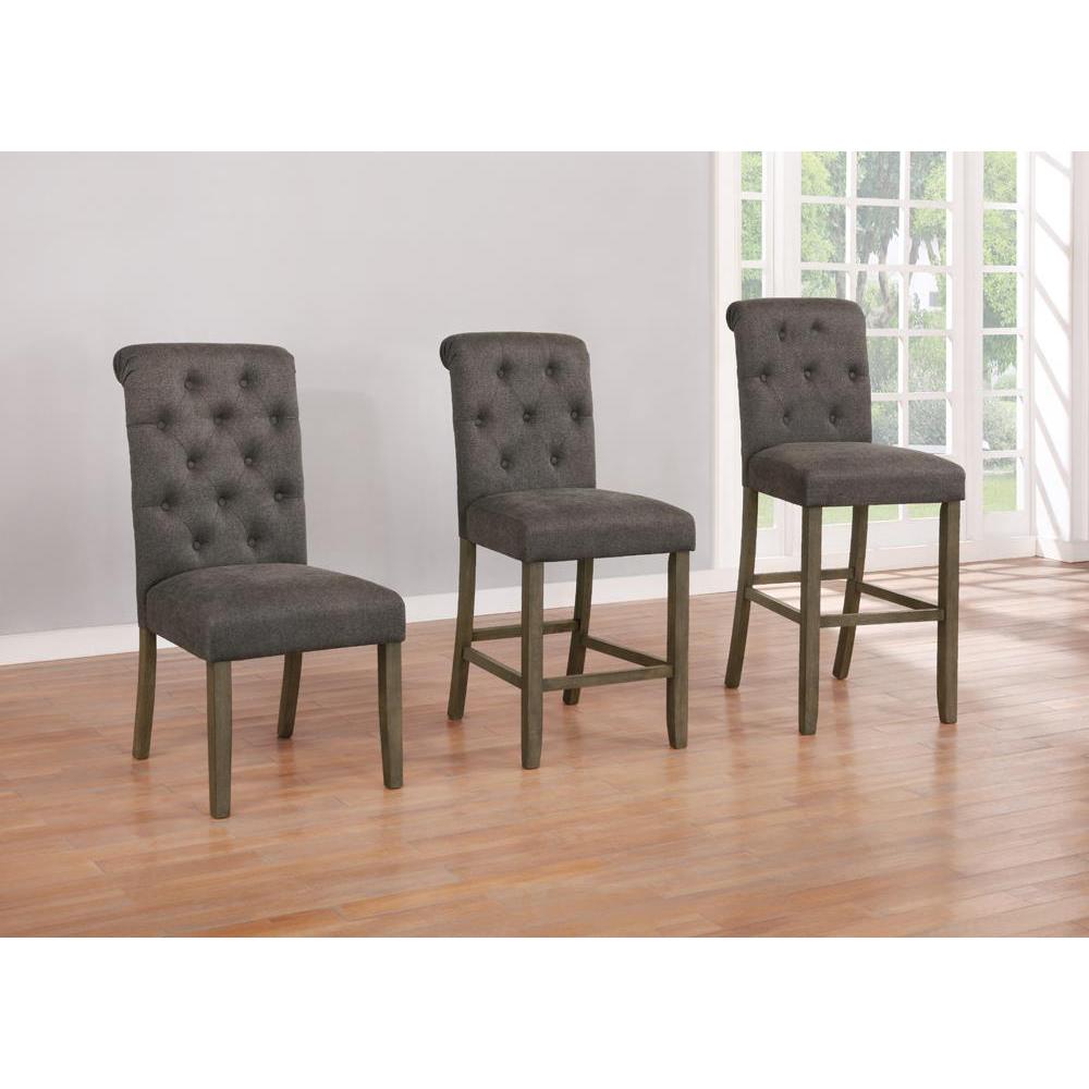 Balboa Tufted Back Bar Stools Grey and Rustic Brown (Set of 2). Picture 4