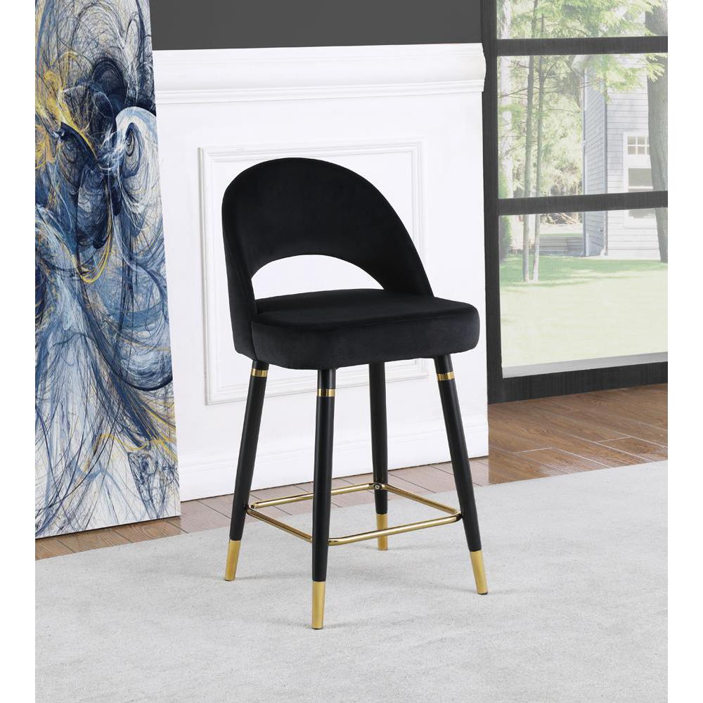 Lindsey Arched Back Upholstered Counter Height Stools Black (Set of 2). Picture 1