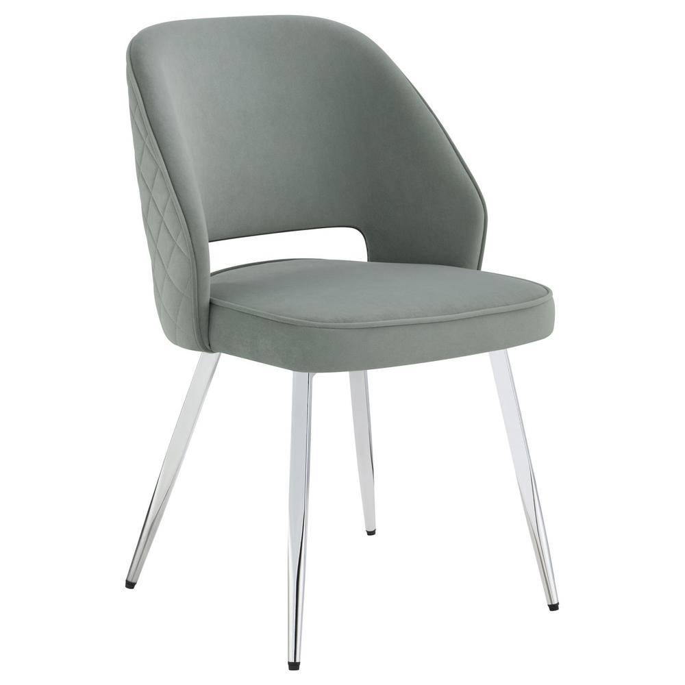 Hastings Upholstered Dining Chairs with Open Back (Set of 2) Grey and Chrome. Picture 2