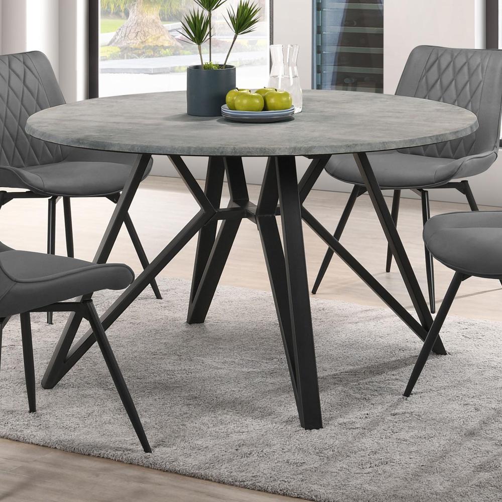 Neil Round Wood Top Dining Table Concrete and Black. Picture 1
