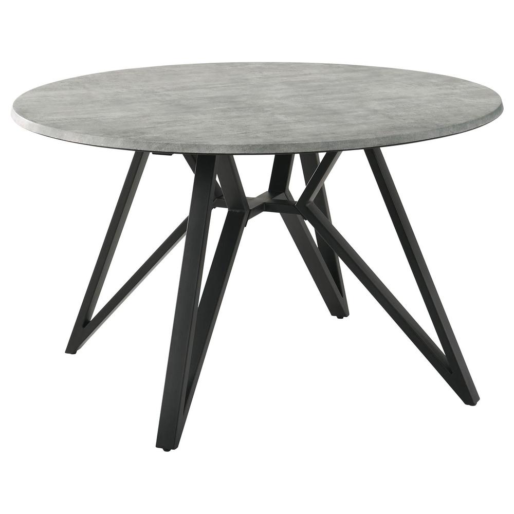 Neil Round Wood Top Dining Table Concrete and Black. Picture 2