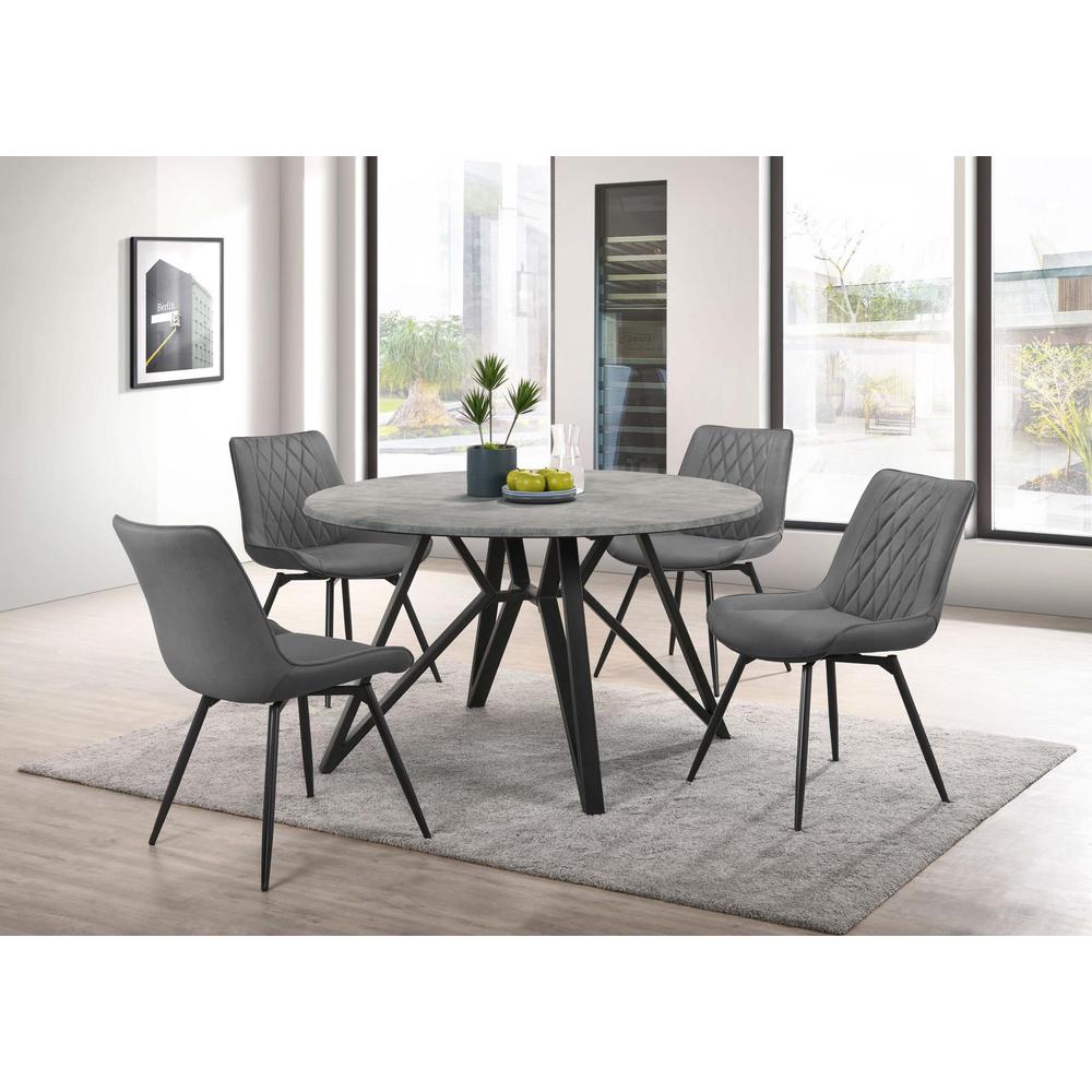 Neil 5-piece Round Dining Set Concrete and Grey. Picture 11