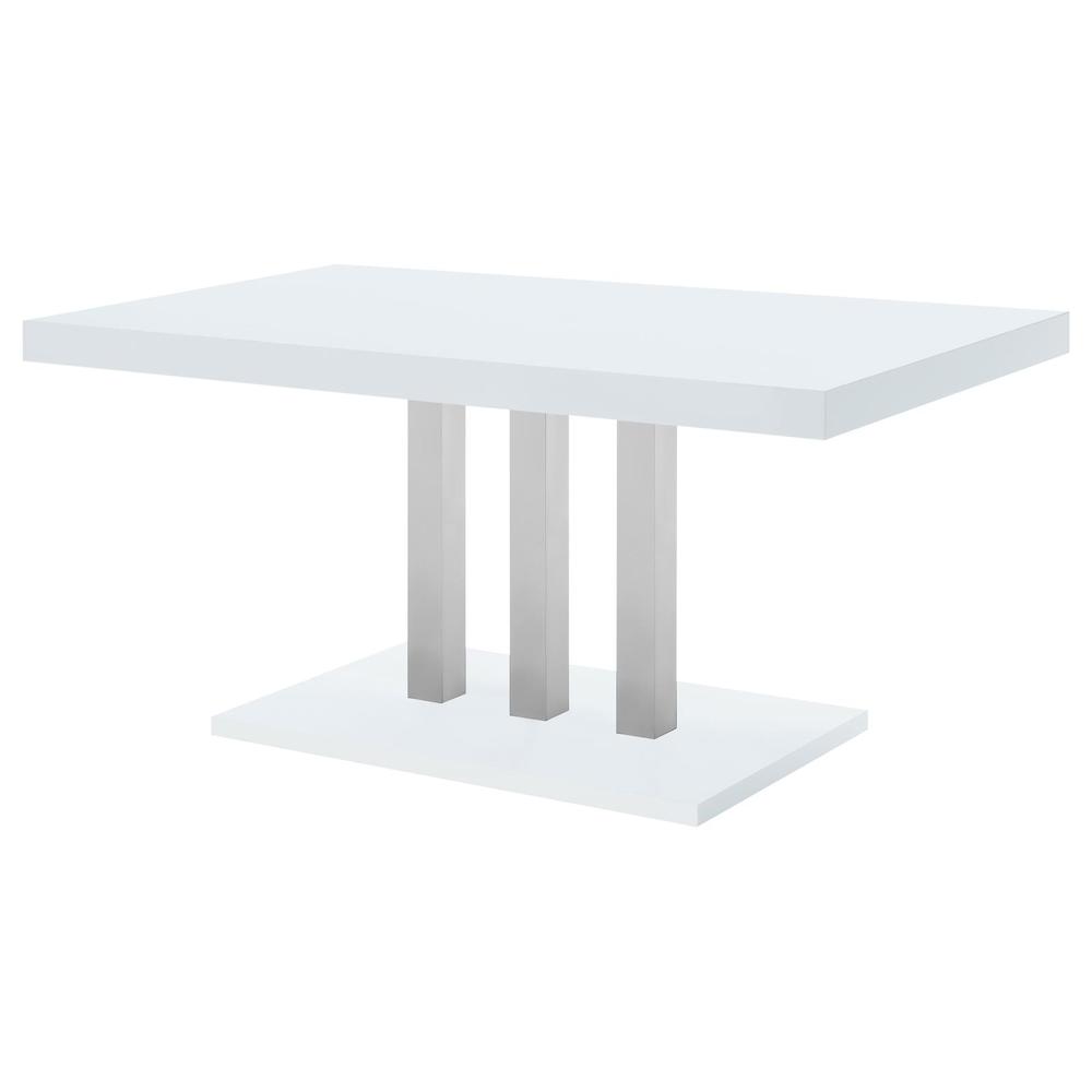Brooklyn Rectangular Dining Table White High Gloss and Chrome. Picture 4