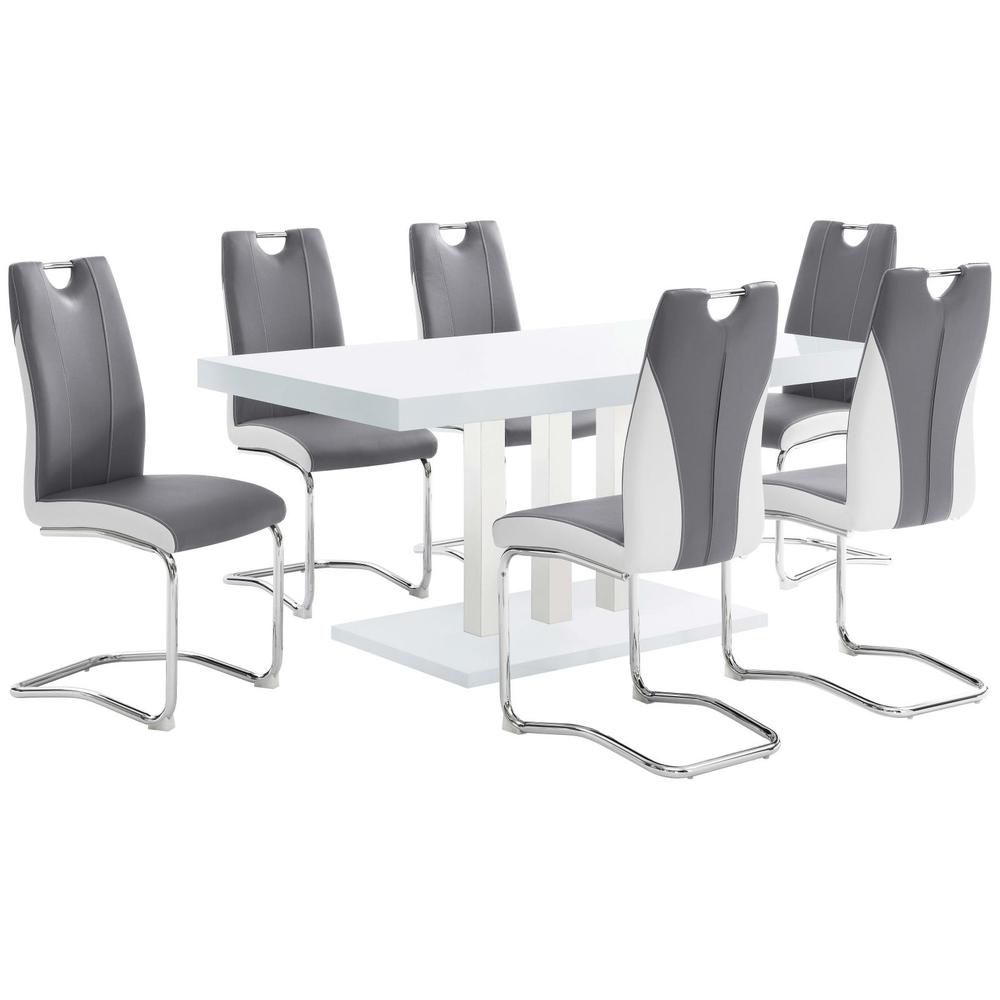Brooklyn Rectangular Dining Table White High Gloss and Chrome. Picture 8
