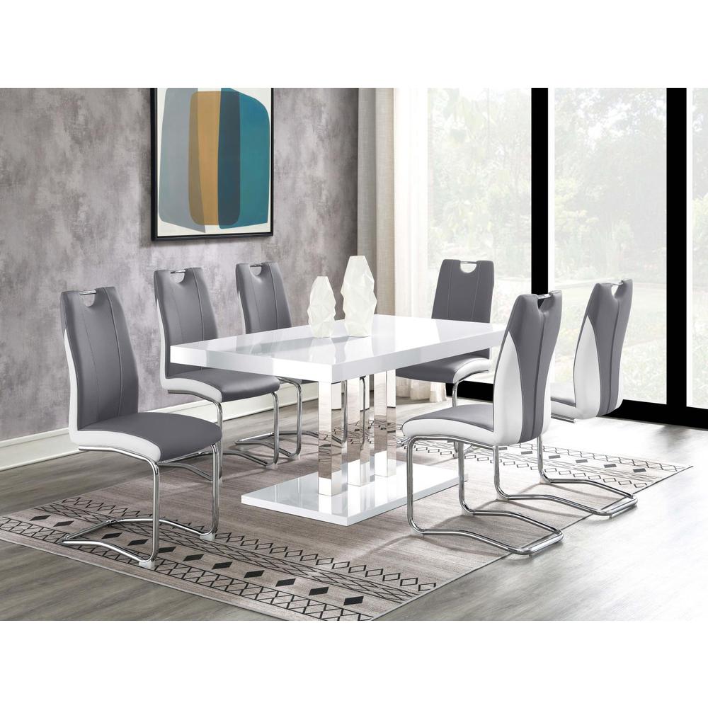 Brooklyn Rectangular Dining Table White High Gloss and Chrome. Picture 9