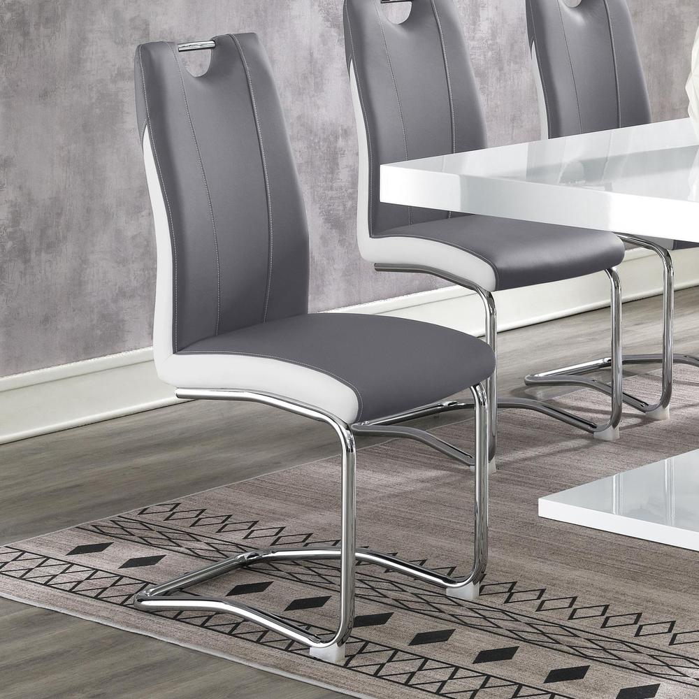Brooklyn Upholstered Side Chairs with S-frame (Set of 4) Grey and White. Picture 2