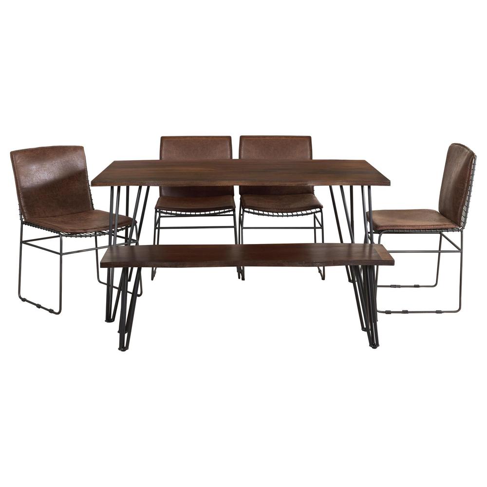 Topeka 6-piece Dining Set Mango Cocoa and Gunmetal. Picture 1