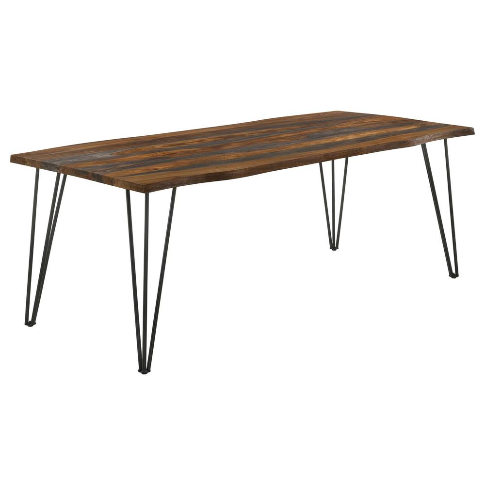 Neve Live-edge Dining Table with Hairpin Legs Sheesham Grey and Gunmetal. Picture 2