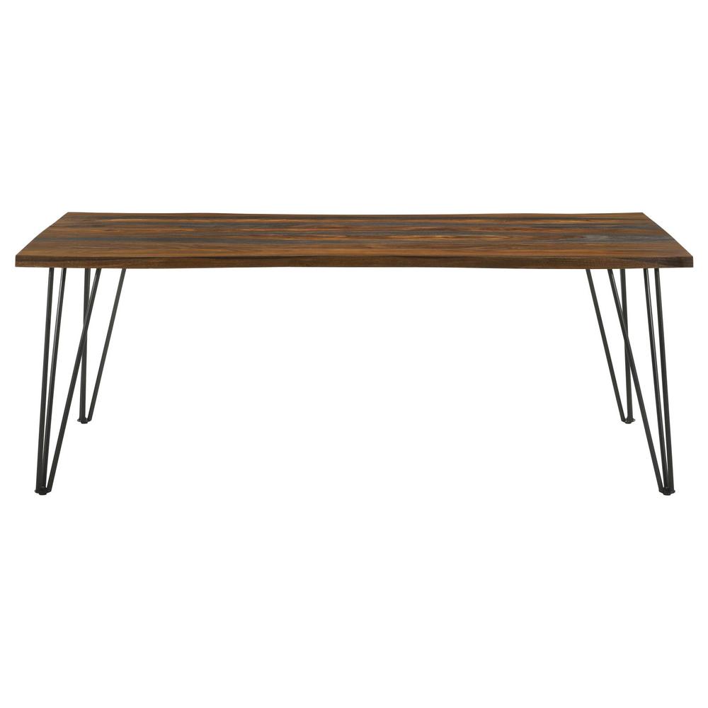 Neve Live-edge Dining Table with Hairpin Legs Sheesham Grey and Gunmetal. Picture 3