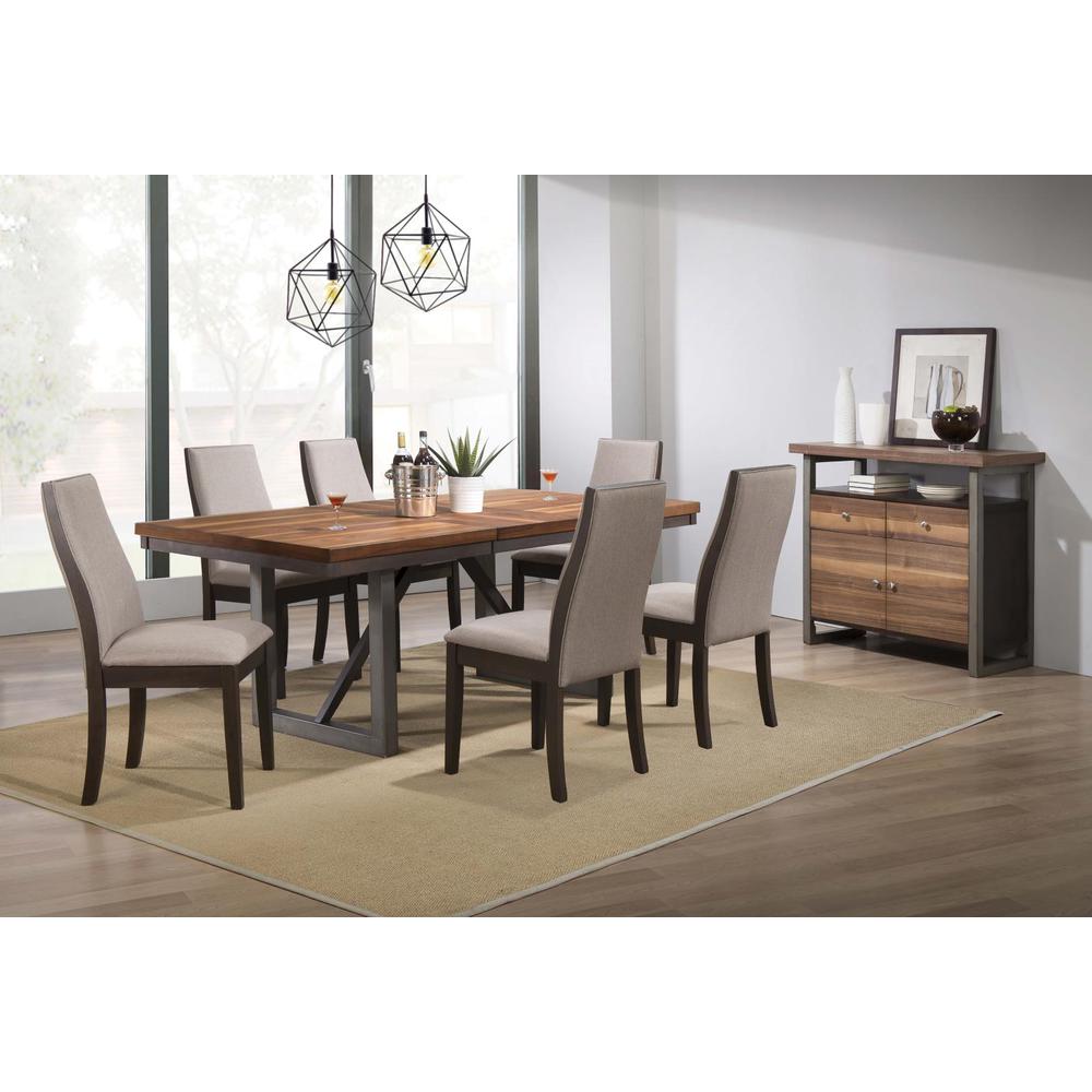 Spring Creek 5-piece Dining Room Set Natural Walnut and Taupe. Picture 1