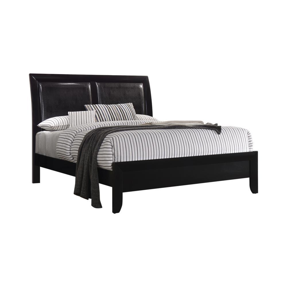 Briana Eastern King Upholstered Panel Bed Black. Picture 1