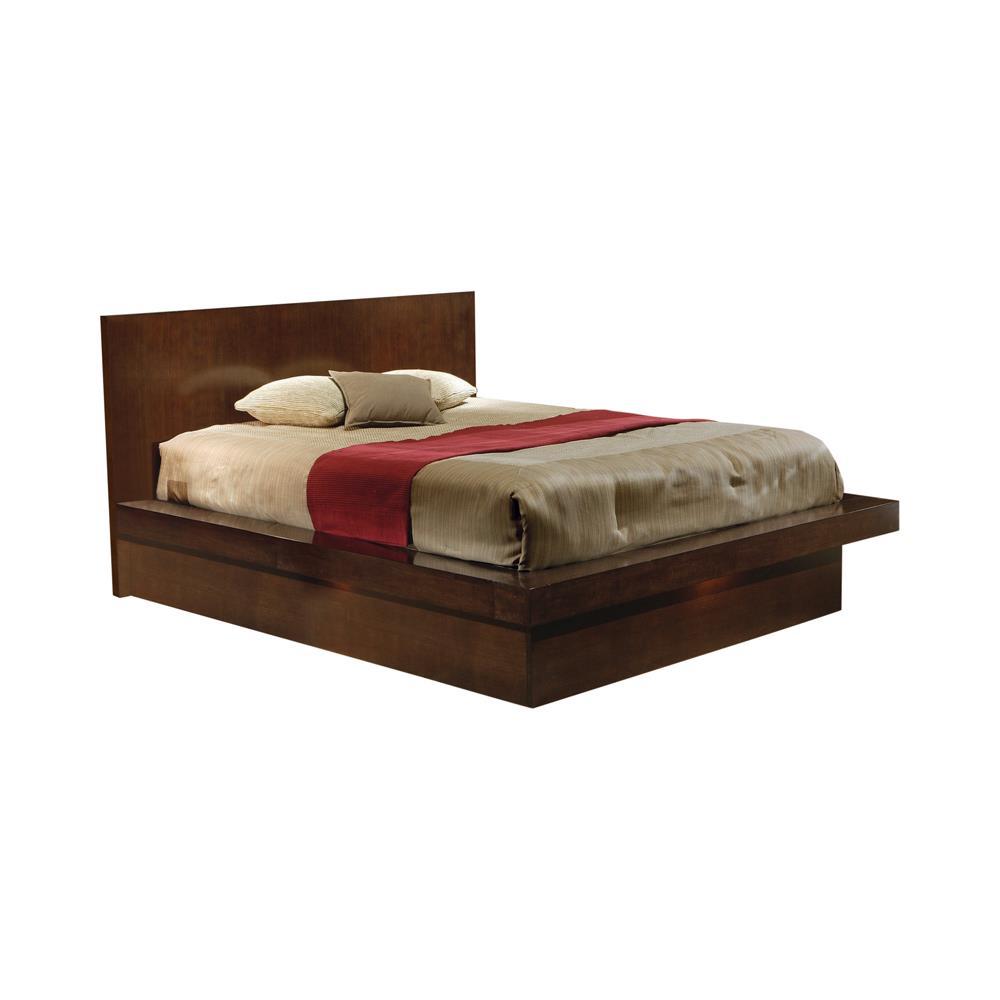 Jessica Queen Platform Bed with Rail Seating Cappuccino. Picture 1