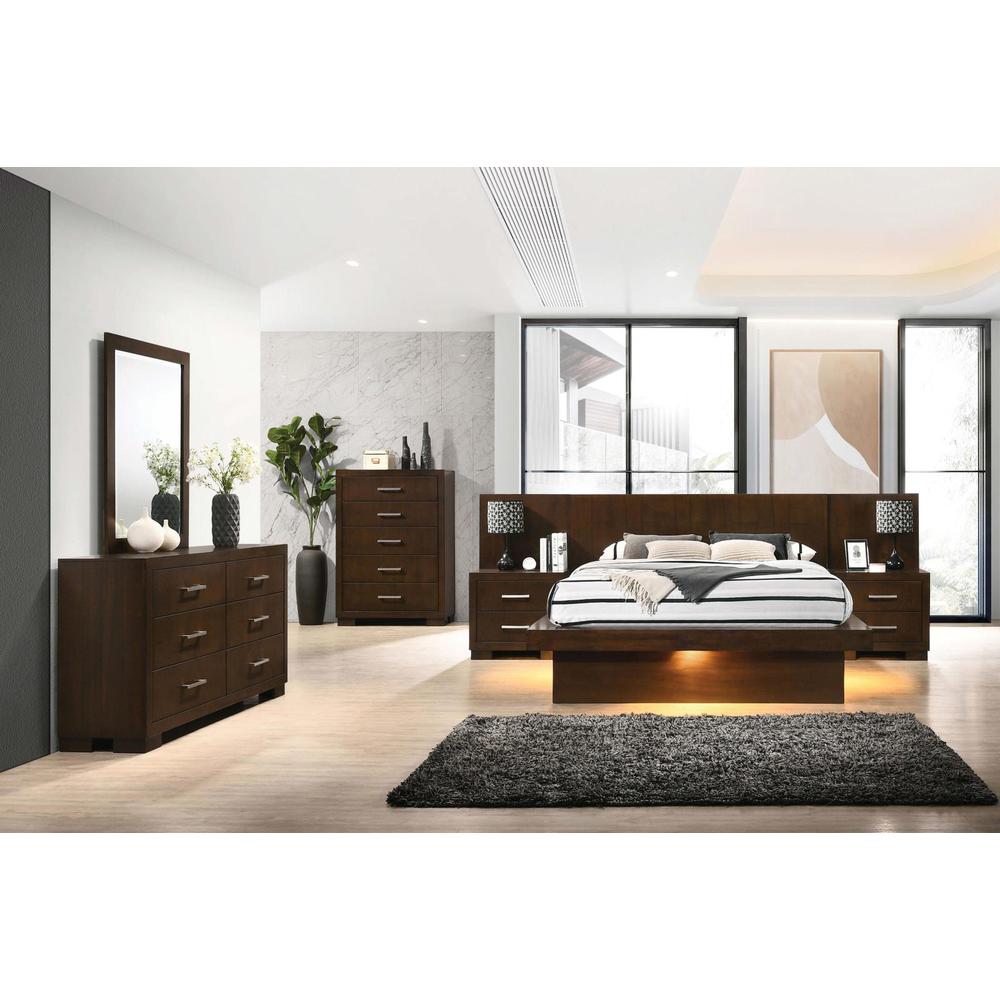 Jessica Bedroom Set with Nightstand Panels Cappuccino. Picture 1