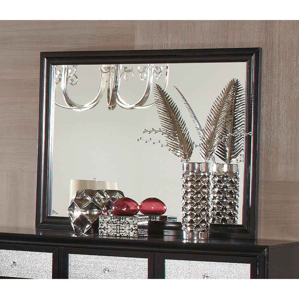 Barzini Rectangular Dresser Mirror Black. Picture 1