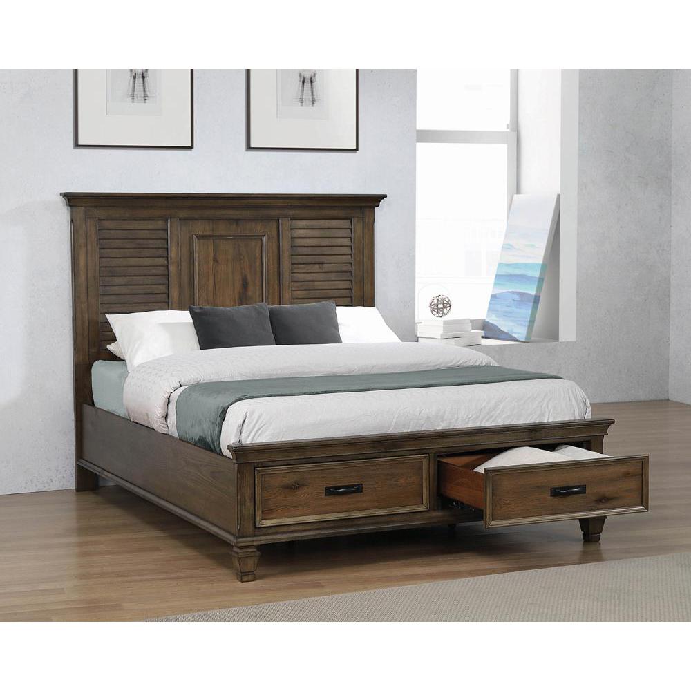 Franco Queen Storage Bed Burnished Oak. Picture 1