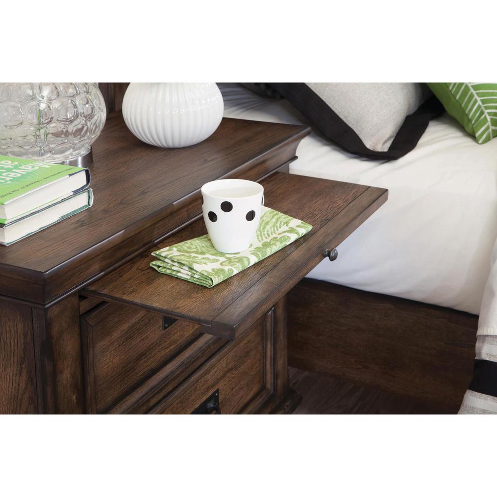 Franco 2-drawer Nightstand with Pull Out Tray Burnished Oak. Picture 7