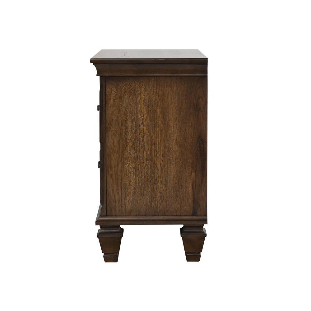 Franco 2-drawer Nightstand with Pull Out Tray Burnished Oak. Picture 2