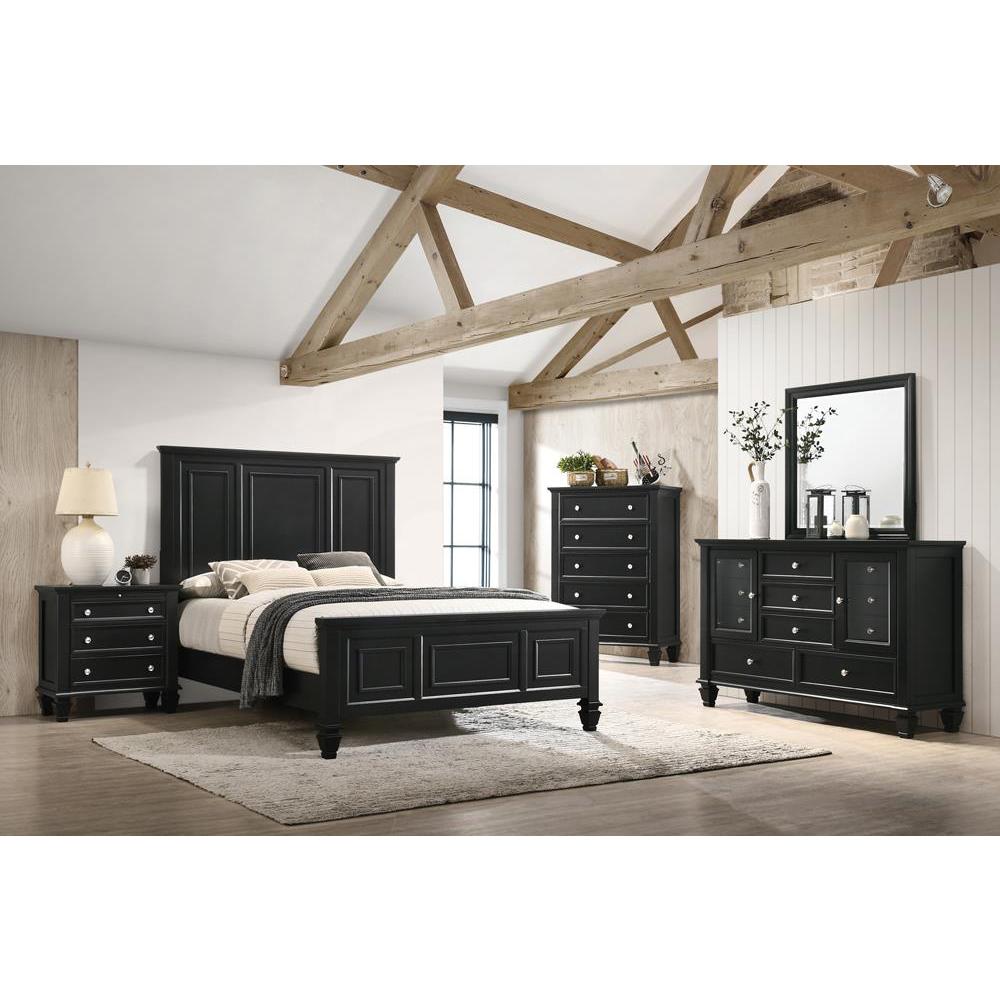 Sandy Beach Eastern King Panel Bed with High Headboard Black. Picture 2