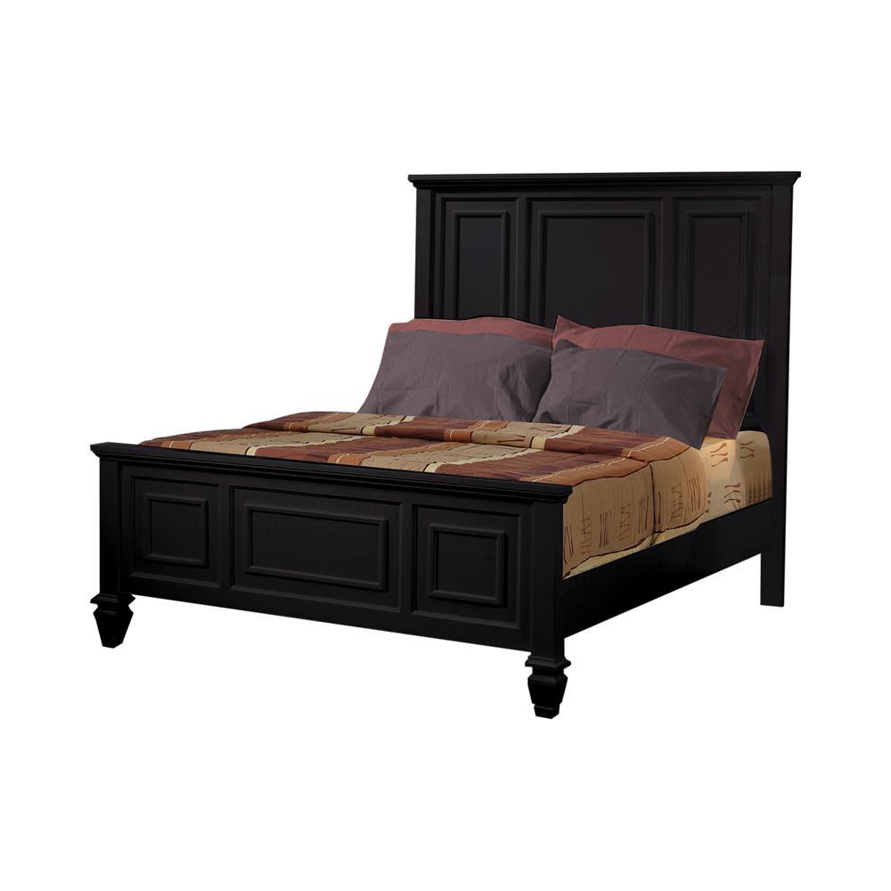Sandy Beach Queen Panel Bed with High Headboard Black. Picture 1