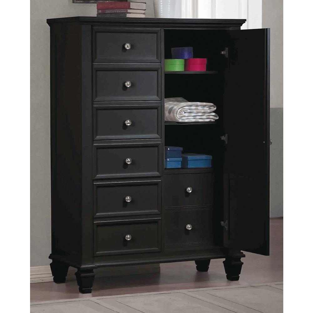 Sandy Beach Door Chest with Concealed Storage Black. Picture 1