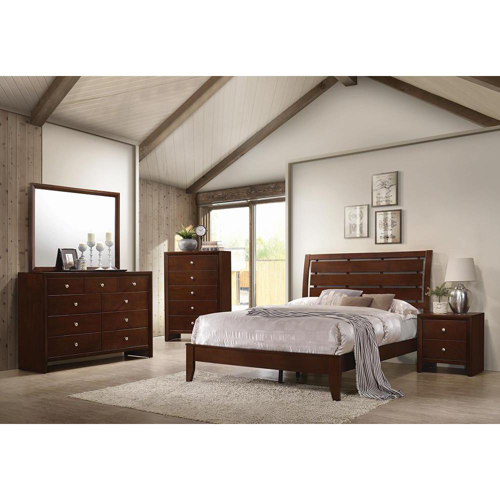 Serenity Full Panel Bed with Cut-out Headboard Rich Merlot. Picture 1