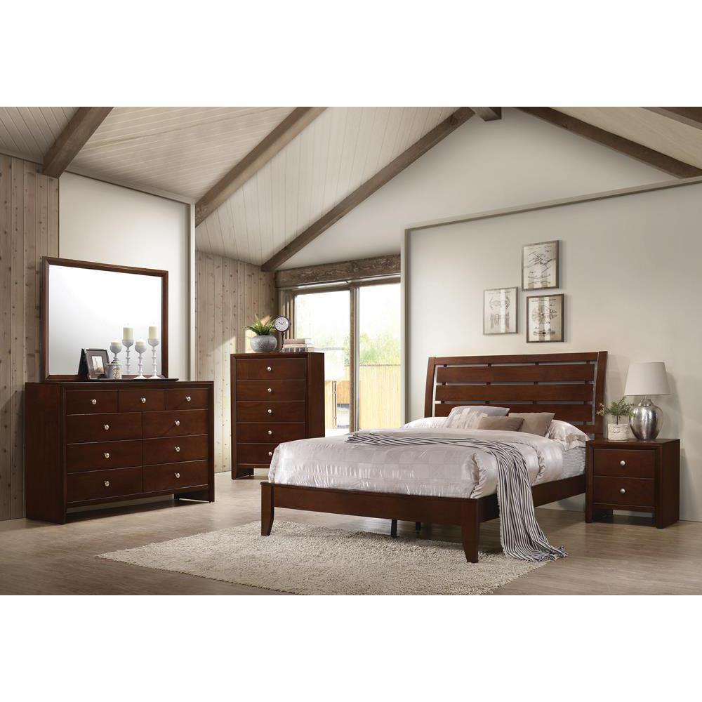 Serenity Full Panel Bed with Cut-out Headboard Rich Merlot. Picture 3