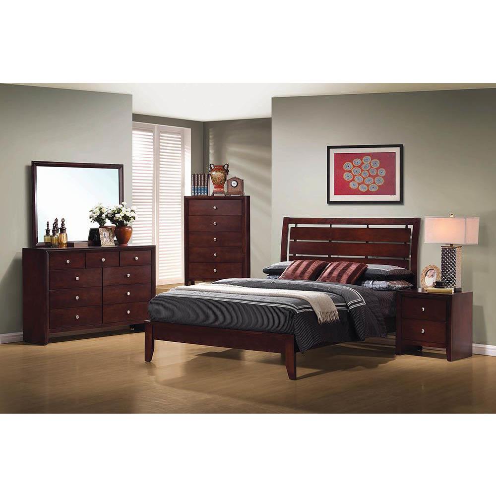 Serenity Eastern King Panel Bed Rich Merlot. Picture 1