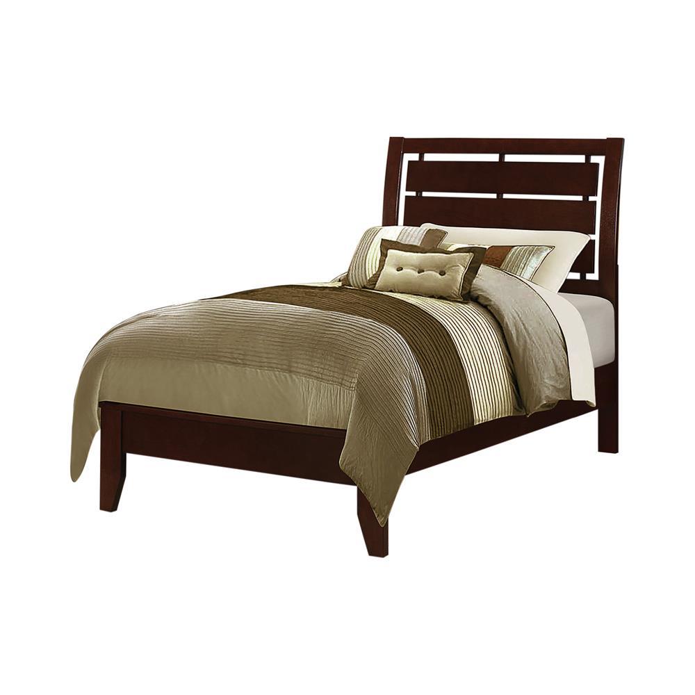 Serenity Twin Panel Bed with Cut-out Headboard Rich Merlot. Picture 2