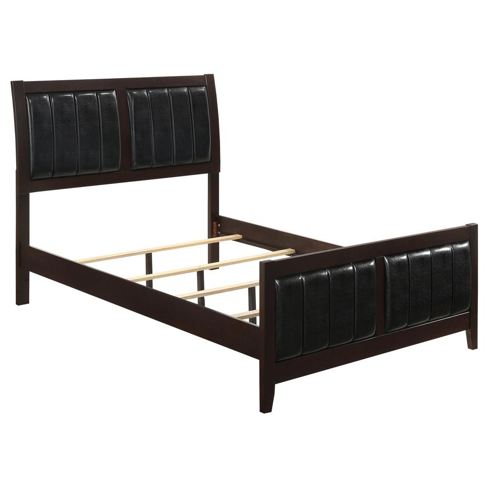 Carlton Full Upholstered Panel Bed Cappuccino and Black. Picture 2