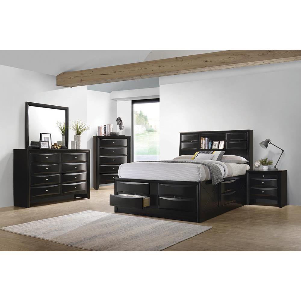 Briana Storage Bedroom Set with Bookcase Headboard Black. Picture 1